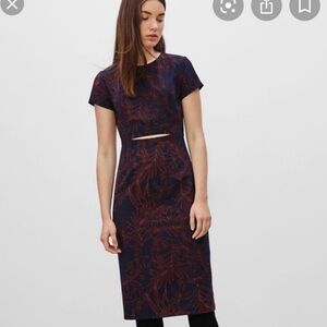 Aritzia Babaton Prosper Dress Blue and Red Floral Print Size 2